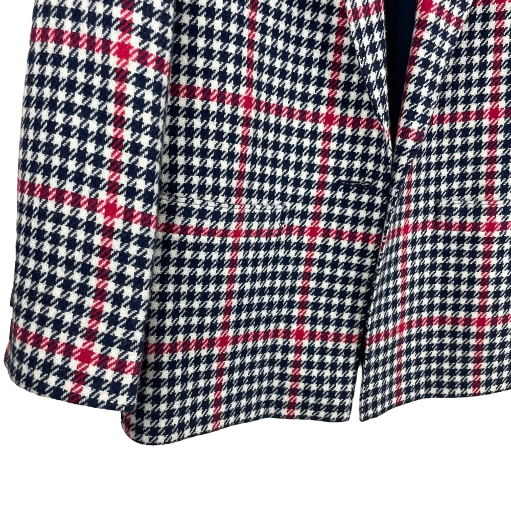 Pendleton Blazer Jacket Wool Houndstooth Navy Red… - image 3